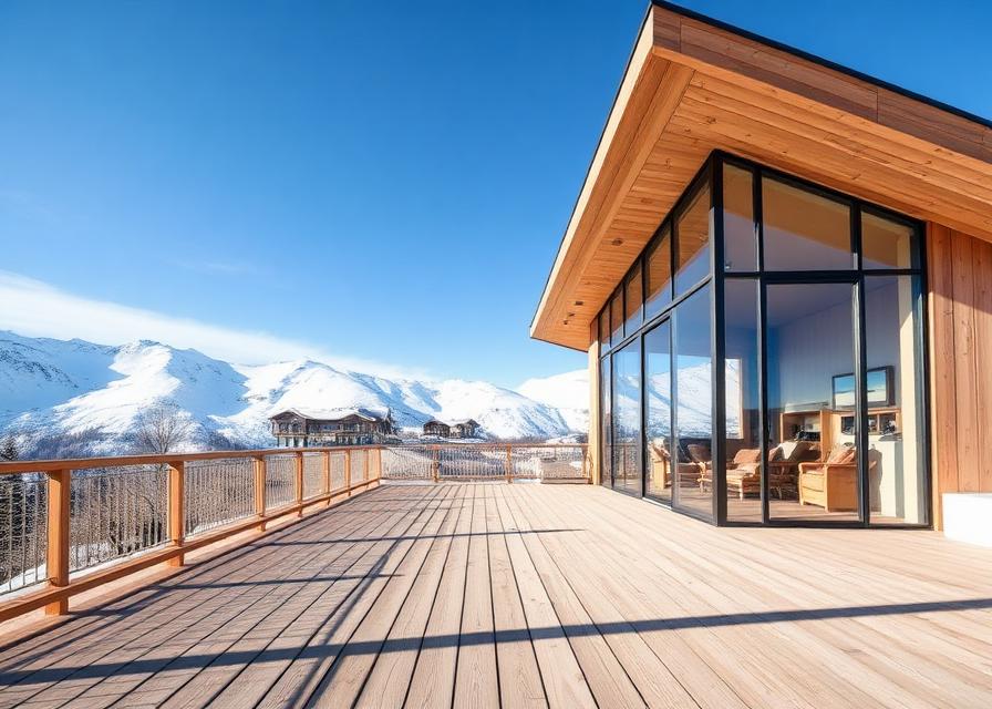 Baita alpina con vista montagne