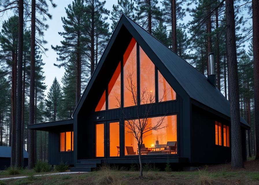 Baita moderna A-frame nera